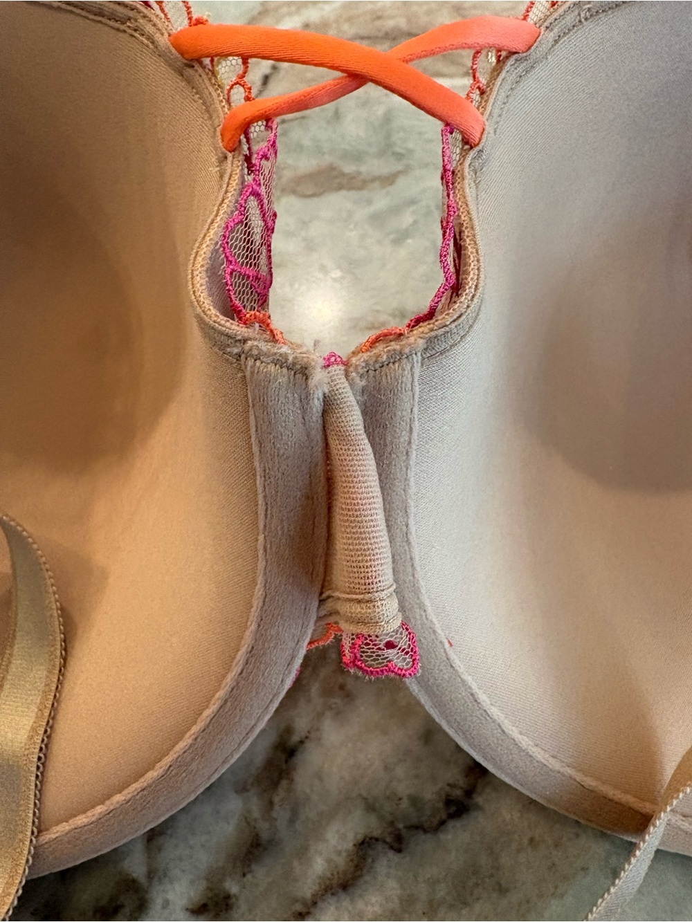 Torrid Curves 48C Balconette Floral Embroidered Bra Nude Neon Lace - Picture 8 of 10